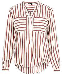 Vero Moda Dámska blúzka VMERIKA STRIPE L/S SHIRT EXP Snow White Madder Brown S