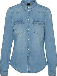 Vero Moda Dámska košeľa VMMARIA LS DNM SLIM SHIRT MIX GA Noosa CI Light Blue Denim BIRCH STITCH L