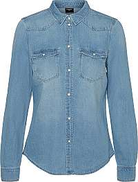 Vero Moda Dámska košeľa VMMARIA Slim Fit 10209106 Light Blue Denim BIRCH STITCH M