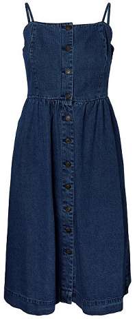 Vero Moda Dámske šaty Flavia Strap Button Midi Dress Medium Blue Denim XL