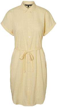 Vero Moda Dámske šaty VMHEAVEN SL ABK SHIRT DRESS WVN Banana Cream SNOW WHITE M