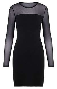 Vero Moda Dámske šaty VMMAYAM MESH LS CUT SHORT DRESS GA Noosa Black M