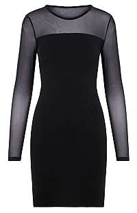 Vero Moda Dámske šaty VMMAYAM MESH LS CUT SHORT DRESS GA Noosa Black XL