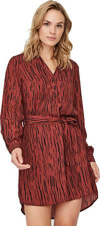 Vero Moda Dámske šaty VMSINE L / S SHORT DRESS WVN BF Madder Brown Iben XL