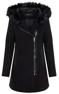 Vero Moda Dámsky kabát VMMACY COLLAR 3/4 WOOL JACKET LCS Black S