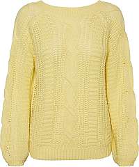 Vero Moda Dámsky sveter VMALLIE LS V-BACK CABLE Blouse BOO Pale Banana M