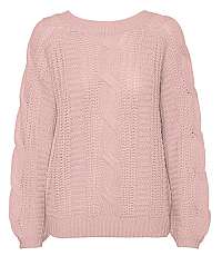 Vero Moda Dámsky sveter VMALLIE LS V-BACK CABLE Blouse BOO Sepia Rose XL