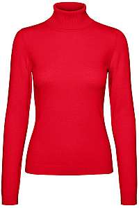 Vero Moda Dámsky sveter VMHAPPY BASIC LS ROLLNECK Blouse BOO PI Chinese Red XL