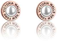 Victoria Walls Ružovo pozlátené náušnice kôstky s perličkami VE1093R