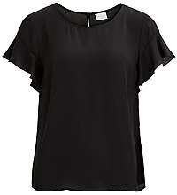 Vila Dámska blúzka Lucy S/S Flounce Top-Noos Black M