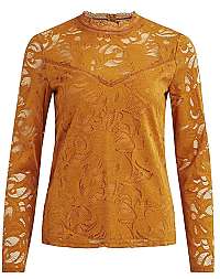 Vila Dámska blúzka VISTASIA L / S LACE TOP-FAV Gold en Oak L