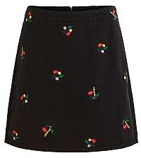 Vila Dámska sukňa VIDAHLA HW NEW EMB DENIM SKIRT / L Black Embroidery M