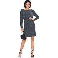 Vila Dámske šaty VILOUIANA L/S DRESS Black W Silver Fiber M