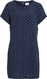 Vila Dámske šaty VIPRIMERA S / S DRESS-FAV LUX Navy Blaze r SNOW WHITE DOT 0.5 CM