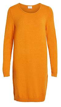 Vila Dámske šaty vírili L / S KNIT DRESS - Noosa Gold en Oak M