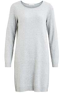 Vila Dámske šaty vírili L / S KNIT DRESS - Noosa Light Grey Melange M