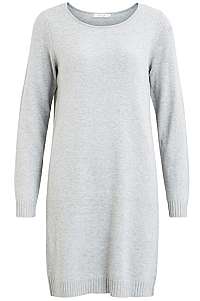 Vila Dámske šaty vírili L / S KNIT DRESS - Noosa Light Grey Melange XL
