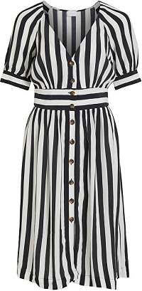 Vila Dámske šaty VISUSASSY S / S DRESS / SU White Alyssum BLACK