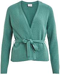 Vila Dámsky kardigan vírili KNIT L / S SHORT RIB CARDIGAN / L Oil Blue XL