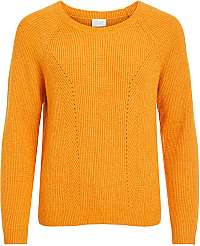 Vila Dámský sveter VIRIL KNIT L/S RIB TOP/1 Golden Oak S