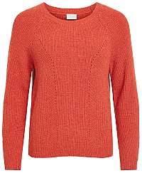 Vila Dámský sveter VIRIL KNIT L/S RIB TOP/1 Ketchup XS