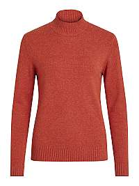 Vila Dámský sveter VIRIL L/S TURTLENECK KNIT TOP-NOOS Ketchup XL