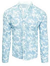 Atraktívna vzorovaná modrá košeľa so stojačikom