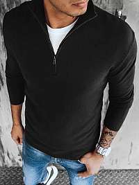 Atraktívny čierny sveter so zipsom