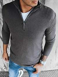 Atraktívny tmavošedý sveter so zipsom