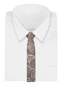 Béžovo-hnedá kravata s paisley vzorom Alties