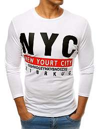 Biele tričko s dlhým rukávom NYC