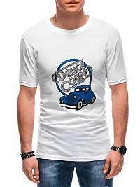 Biele tričko s originálnou modrou potlačou S1810