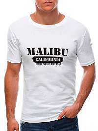 Biele tričko so štýlovou potlačou Malibu S1592