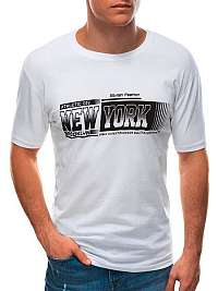 Biele tričko z bavlny s potlačou New York S1596