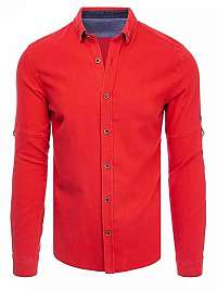 Červená bavlnená košeľa v ležérnom štýle