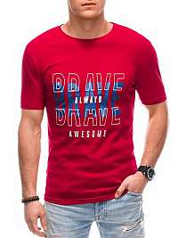 Červené tričko s nápisom Brave S1778