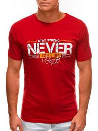 Červené tričko s potlačou Never Give Up S1488