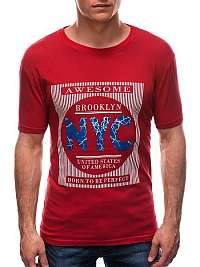 Červené tričko s výraznou potlačou NYC S1598