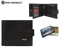 Čierna kožená elegantná peňaženka s prackou Peterson