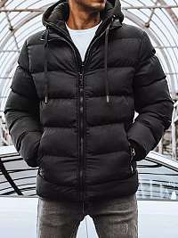 Čierna prešívaná trendy bunda na zimu