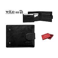 Čierna unikátna kožená peňaženka s prackou Wild