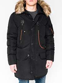 Čierna zimná bunda s kapucňou  c369