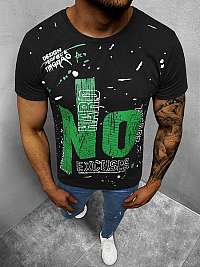 Čierne bavlnené tričko so štýlovou potlačou O/1300