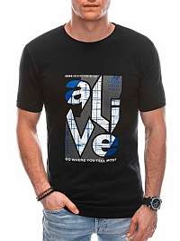 Čierne tričko s nápisom Alive S1781