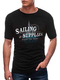 Čierne tričko s potlačou Sailing S1674