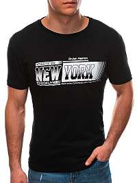 Čierne tričko z bavlny s potlačou New York S1596