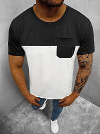 Čierno-biele trendové tričko s vreckom JS/8T91/1