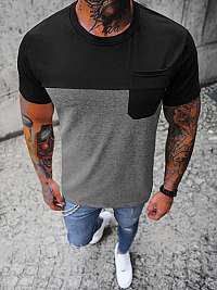 Čierno-grafitové trendové tričko s vreckom JS/8T91/5Z