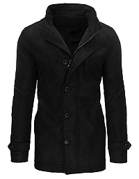 Čierny kabát so zaujímavým zapínaním