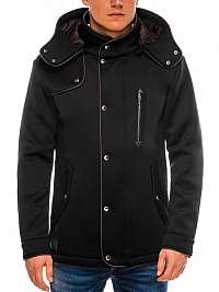 Čierny moderný kabát s kapucňou c200